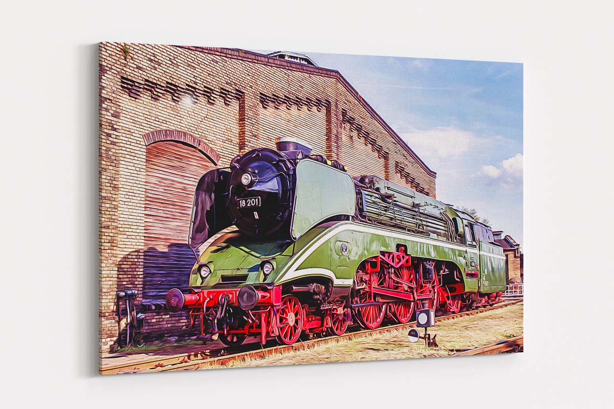 18-201-11k2 Dampflok BR 18 201 auf Leinwand, wie Ölgemälde, Digital Art, Eisenbahn