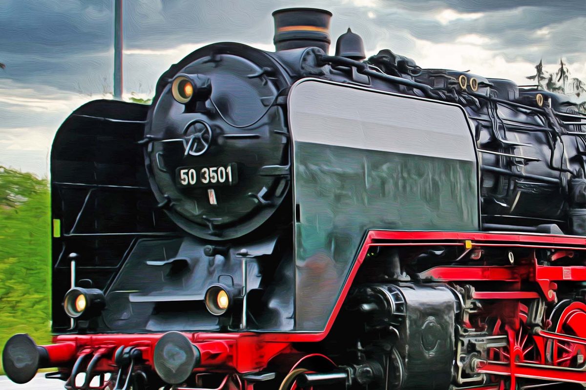 50_3501_k1 Dampflok BR 50 3501 auf Leinwand, wie Ölgemälde, Digital Art, Eisenbahn