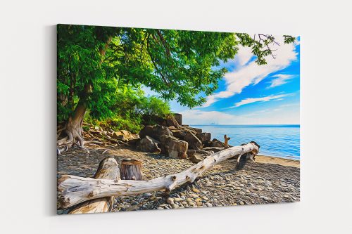 Ontariosee mit Blick auf Toronto Leinwand, wie Ölgemälde, druckbare Kunst