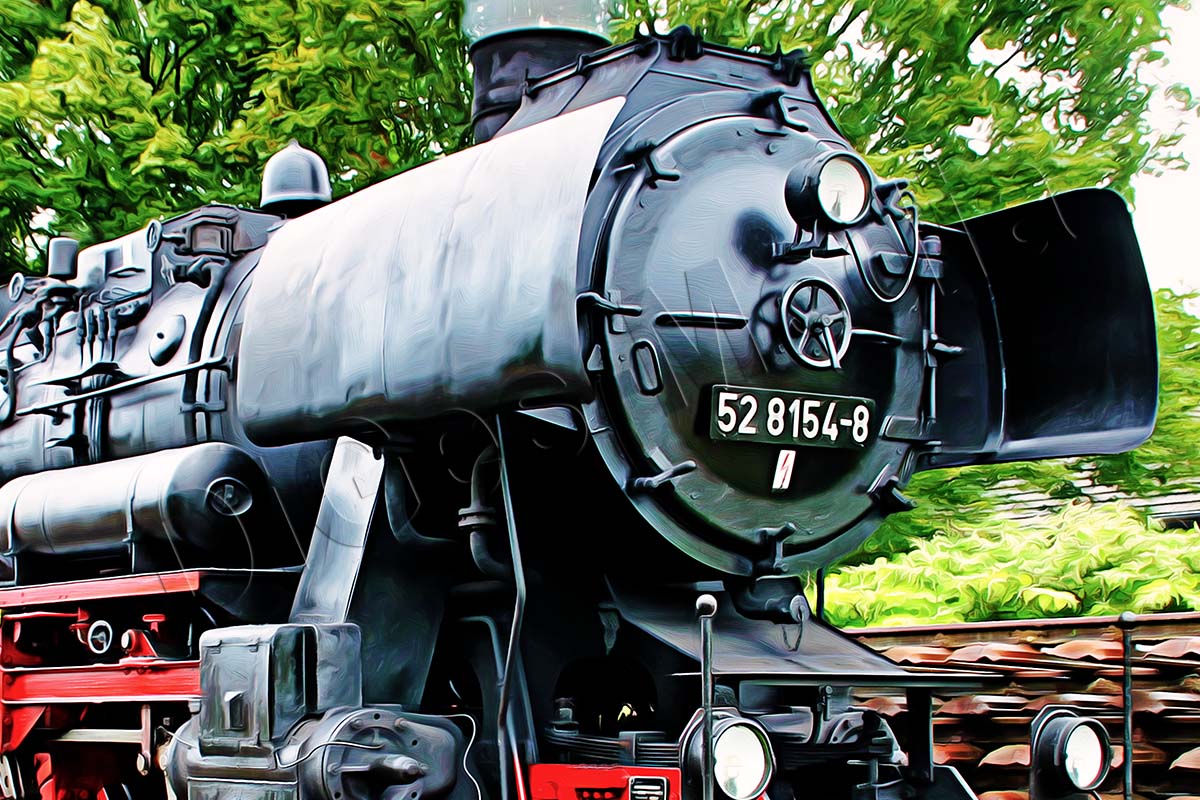 52_8154_k1 Dampflok BR 52 8154 auf Leinwand, wie Ölgemälde, Digital Art, Eisenbahn