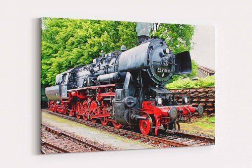 52_8154_k3 Dampflok BR 52 8154 auf Leinwand, wie Ölgemälde, Digital Art, Eisenbahn
