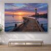 XXL Leinwandbild Leuchtturm und Steg - Wandbild Maritim