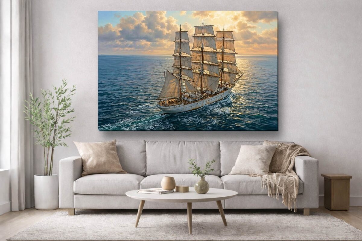 57-1045.jpg XXL Leinwandbild Dreimaster Segelschiff Meer - Maritim Kunstdruck