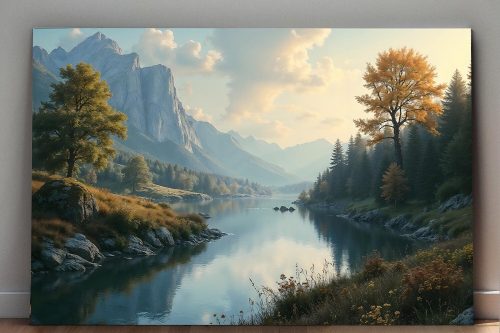 57-105.jpg Malerische Flusslandschaft bei Sonnenuntergang, Digital Art, KI Art