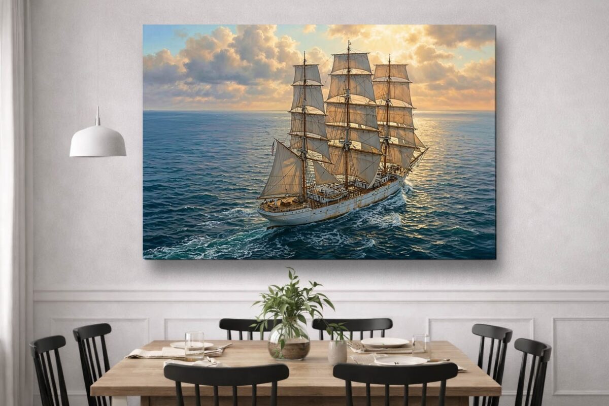 57-1050.jpg XXL Leinwandbild Dreimaster Segelschiff Meer - Maritim Kunstdruck