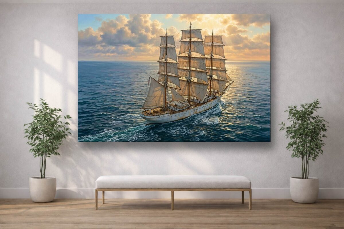 57-1054.jpg XXL Leinwandbild Dreimaster Segelschiff Meer - Maritim Kunstdruck