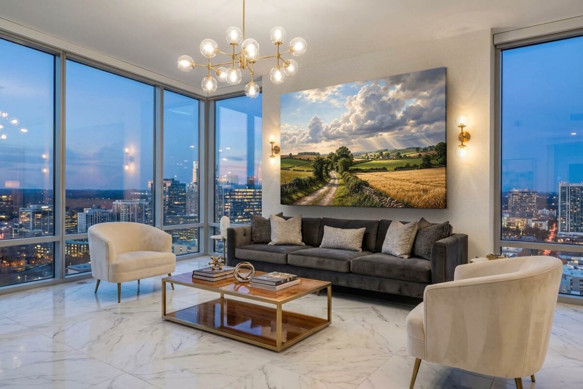 57-1056.jpg XXL Leinwandbild Landschaft Feldweg Sonnenstrahlen - Bild auf Leinwand