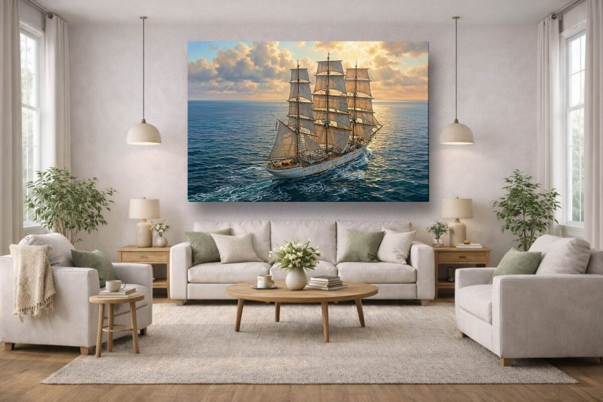 57-1058.jpg XXL Leinwandbild Dreimaster Segelschiff Meer - Maritim Kunstdruck