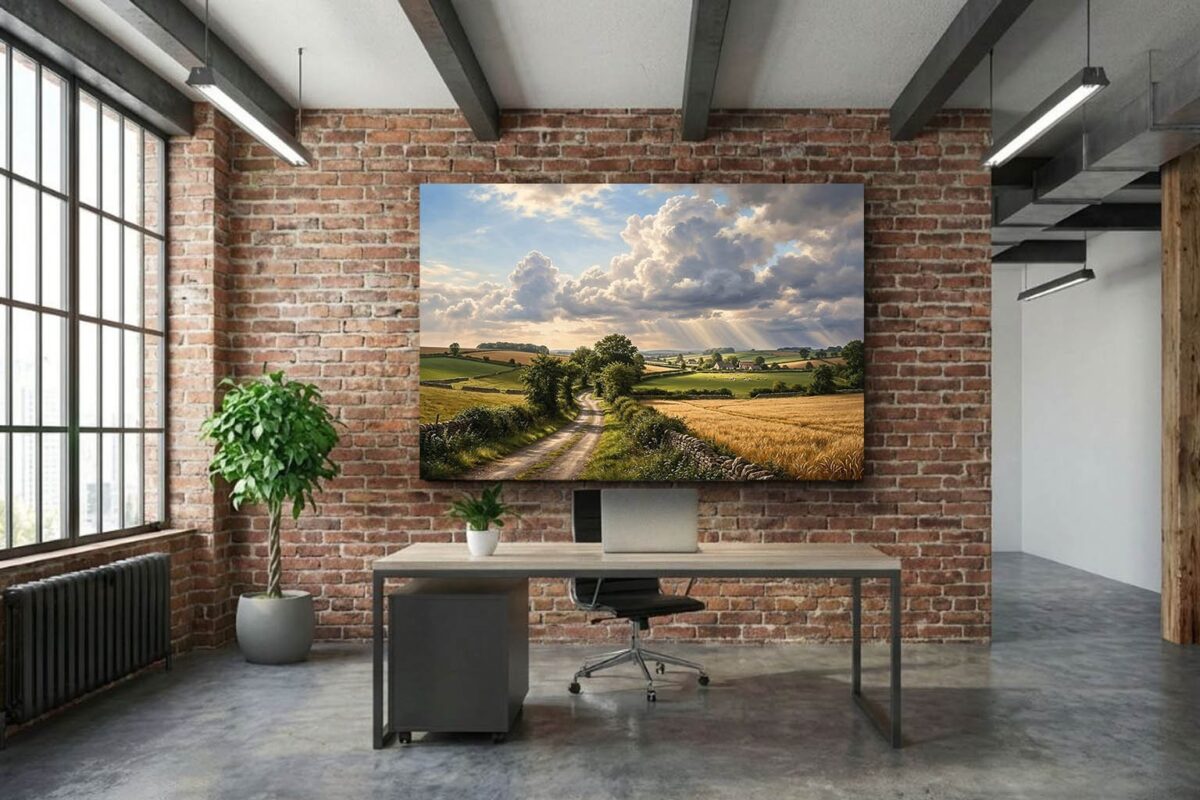 57-1060.jpg XXL Leinwandbild Landschaft Feldweg Sonnenstrahlen - Bild auf Leinwand