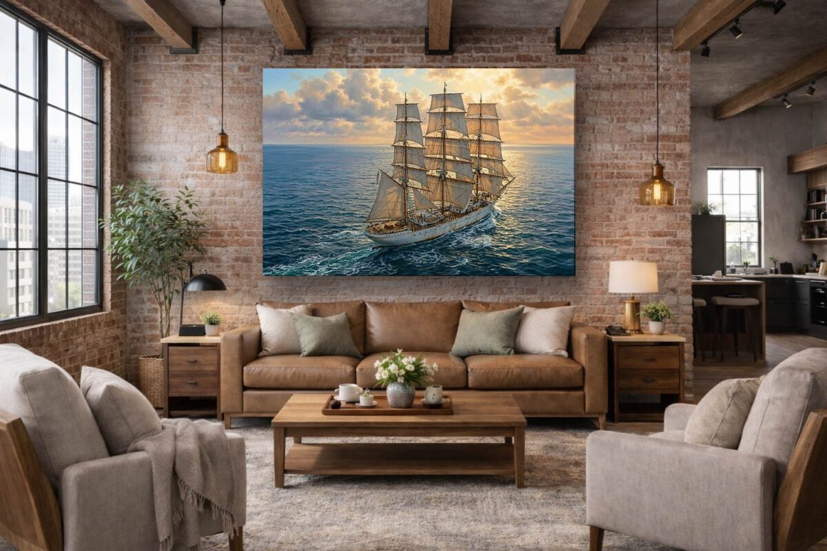 57-1066.jpg XXL Leinwandbild Dreimaster Segelschiff Meer - Maritim Kunstdruck