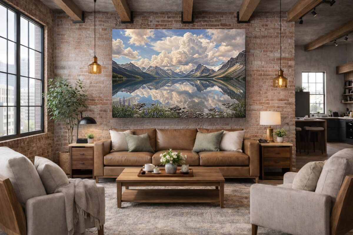 57-1067.jpg XXL Leinwandbild Bergsee Alpen Spiegelung - Natur Landschaft Wandbild