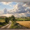 57-1068.jpg XXL Leinwandbild Landschaft Feldweg Sonnenstrahlen - Bild auf Leinwand