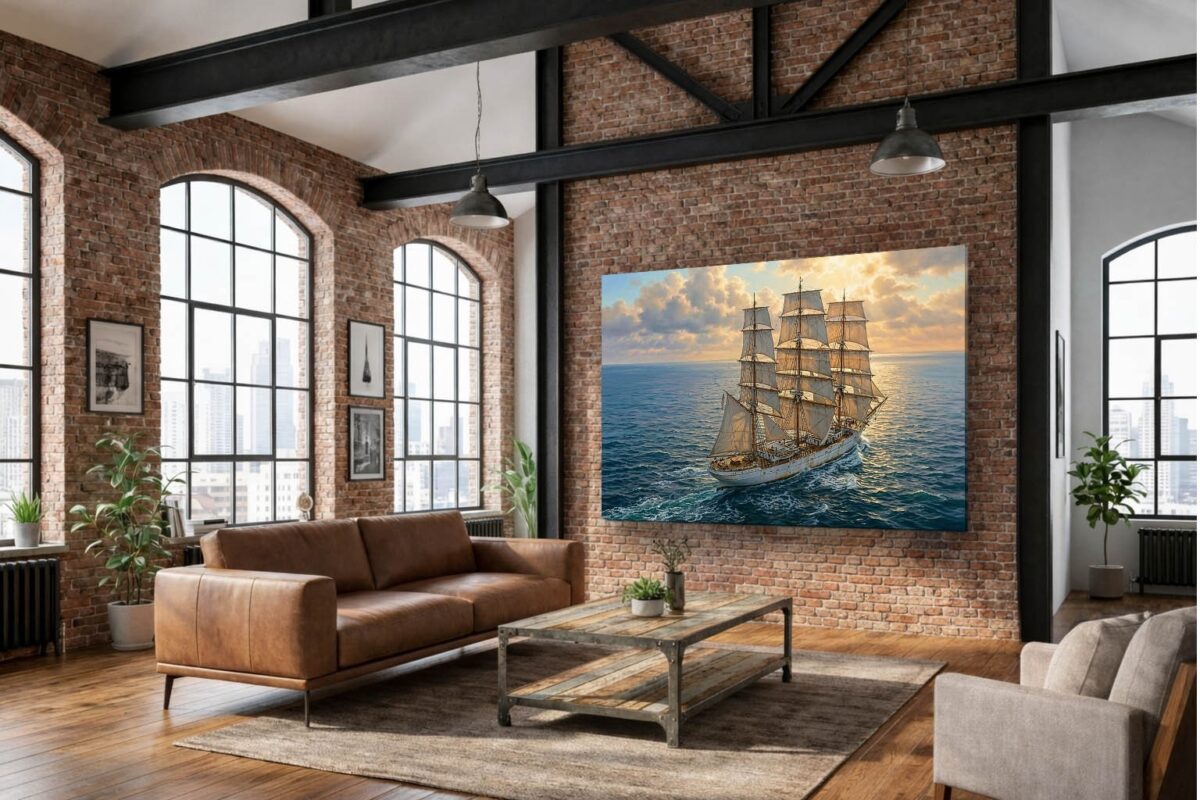 57-1070.jpg XXL Leinwandbild Dreimaster Segelschiff Meer - Maritim Kunstdruck