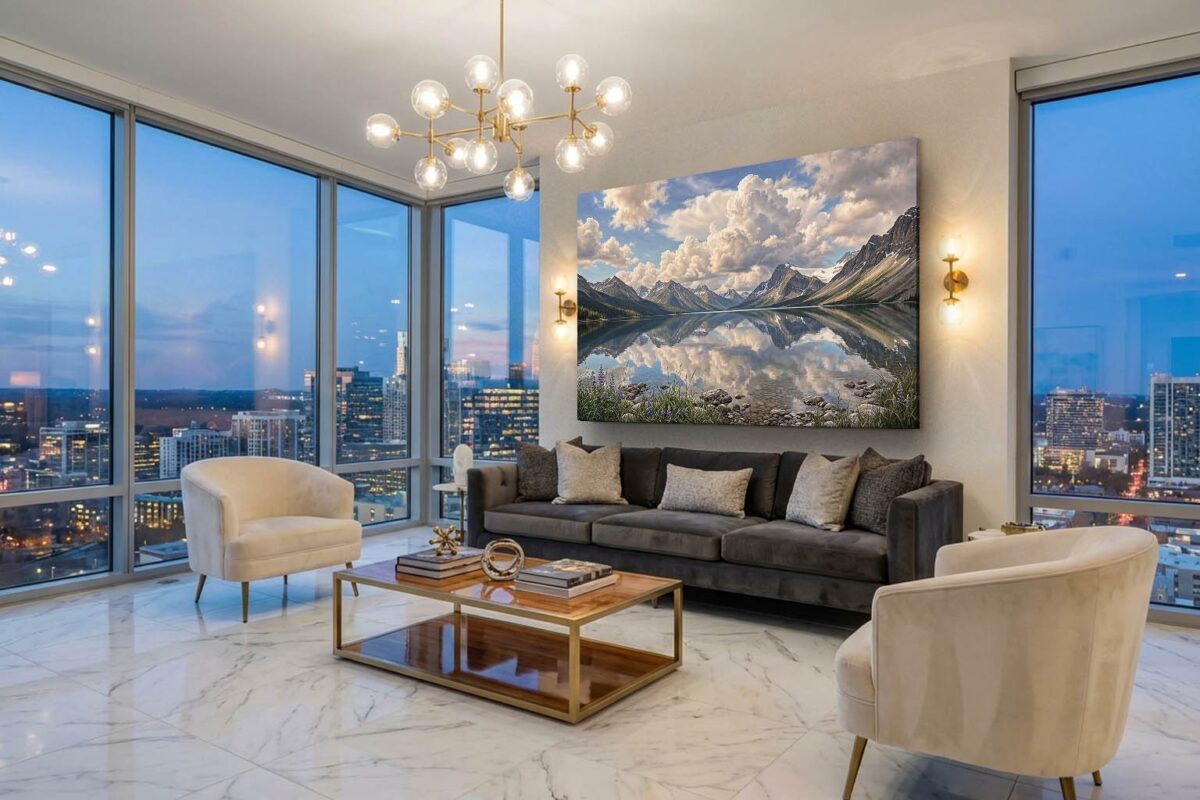 57-1074.jpg XXL Leinwandbild Bergsee Alpen Spiegelung - Natur Landschaft Wandbild