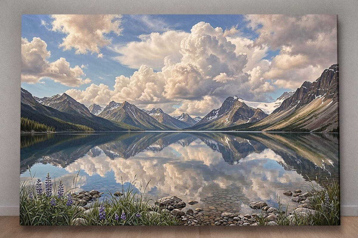 57-1077.jpg XXL Leinwandbild Bergsee Alpen Spiegelung - Natur Landschaft Wandbild