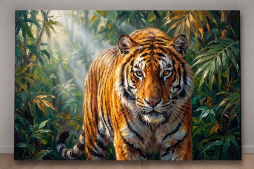 57-1080.jpg XXL Leinwandbild Tiger im Dschungel - Ausdrucksstarkes Tiermotiv