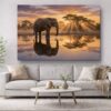 XXL Leinwandbild Elefant bei Sonnenuntergang - Tiermotiv