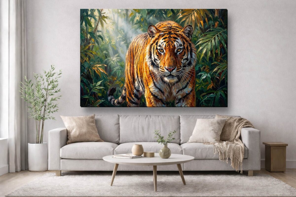 57-1086.jpg XXL Leinwandbild Tiger im Dschungel - Ausdrucksstarkes Tiermotiv