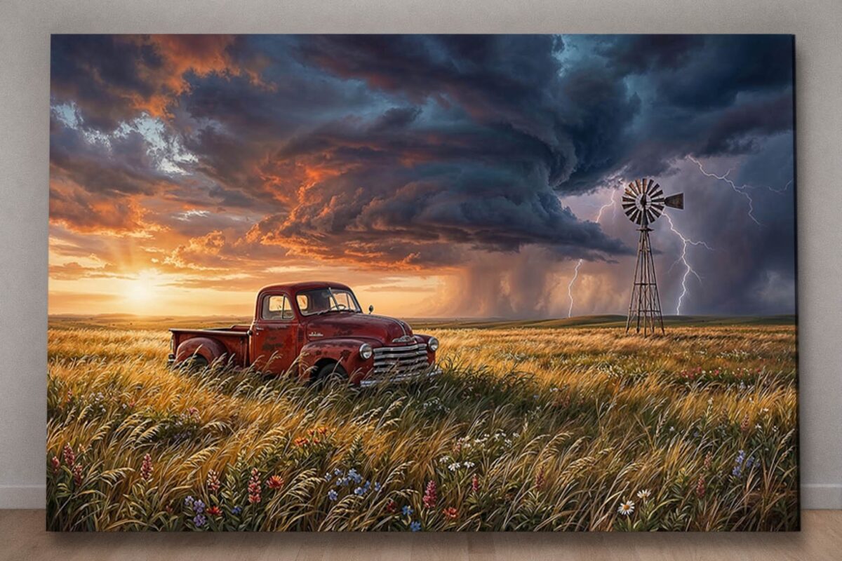 57-1088.jpg XXL Leinwandbild Sturm über der Prärie