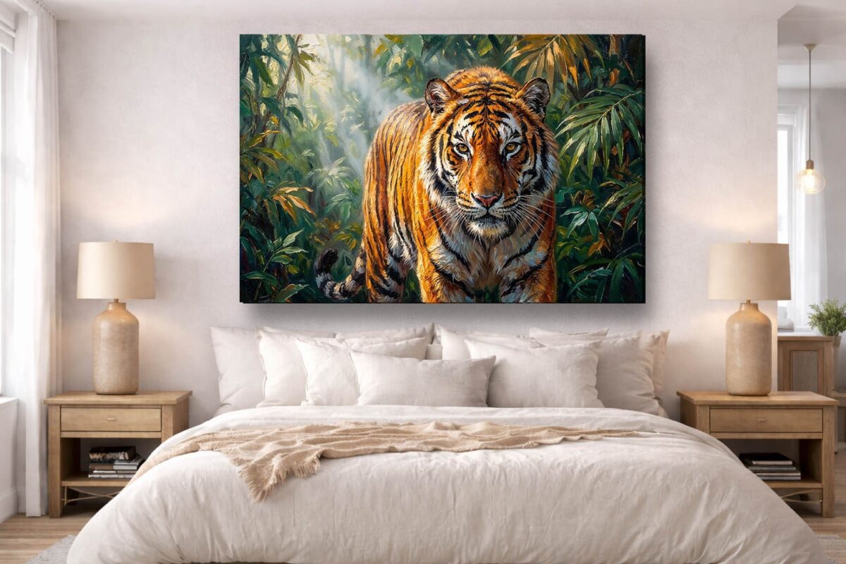 57-1089.jpg XXL Leinwandbild Tiger im Dschungel - Ausdrucksstarkes Tiermotiv