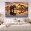 XXL Leinwandbild Elefant bei Sonnenuntergang - Tiermotiv