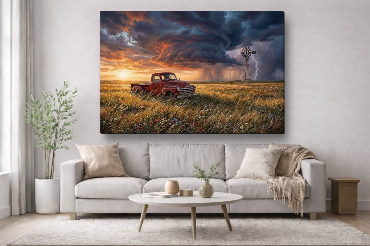 57-1091.jpg XXL Leinwandbild Sturm über der Prärie