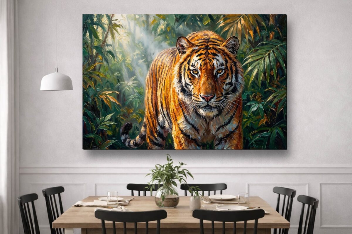 57-1092.jpg XXL Leinwandbild Tiger im Dschungel - Ausdrucksstarkes Tiermotiv