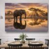 XXL Leinwandbild Elefant bei Sonnenuntergang - Tiermotiv