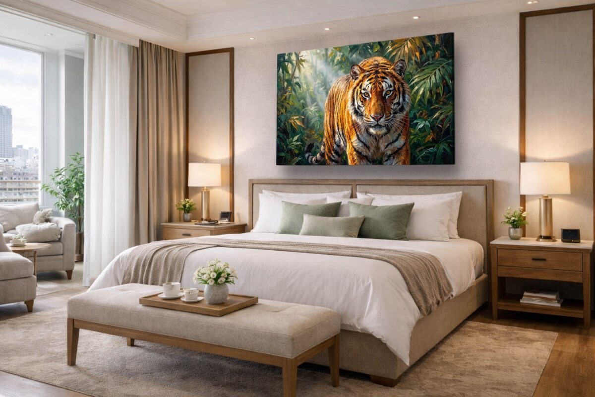 57-1101.jpg XXL Leinwandbild Tiger im Dschungel - Ausdrucksstarkes Tiermotiv