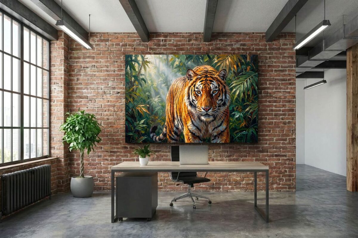 57-1113.jpg XXL Leinwandbild Tiger im Dschungel - Ausdrucksstarkes Tiermotiv