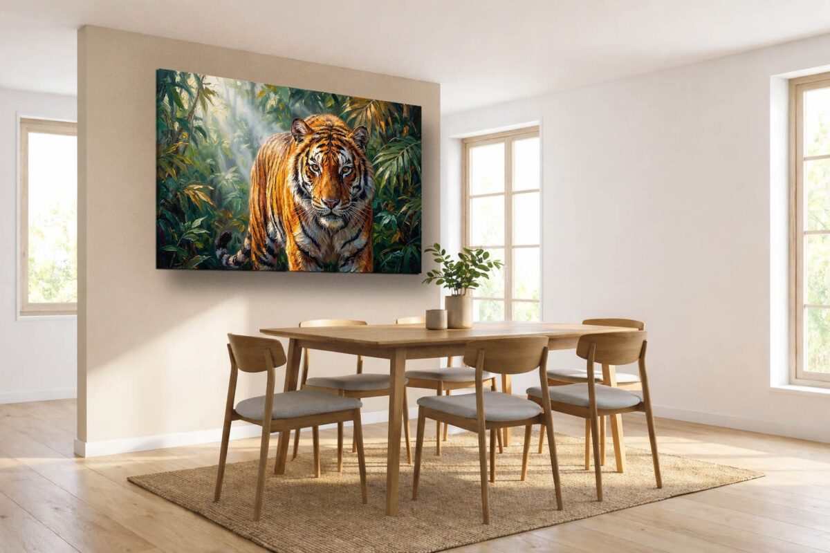 57-1116.jpg XXL Leinwandbild Tiger im Dschungel - Ausdrucksstarkes Tiermotiv
