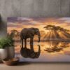 XXL Leinwandbild Elefant bei Sonnenuntergang - Tiermotiv