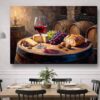 57-1126.jpg XXL Leinwandbild Stillleben im Weinkeller mit Rotwein, Käse und Früchten