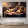 57-1127.jpg XXL Leinwandbild Stillleben im Weinkeller mit Rotwein, Käse und Früchten