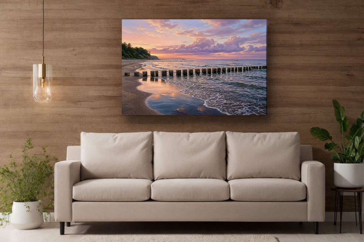 Ostseeküste im Abendlicht - Bild auf Leinwand