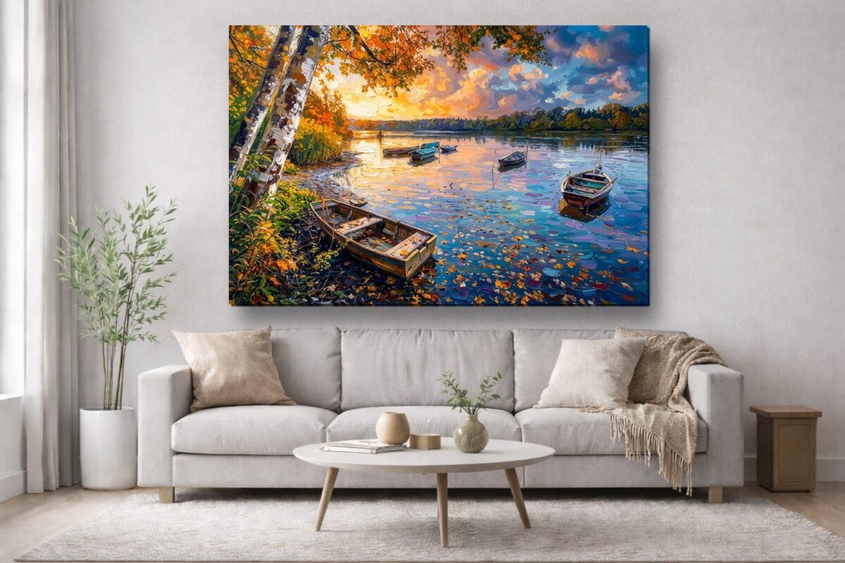 Herbstlicher Seestille - Bild auf Leinwand