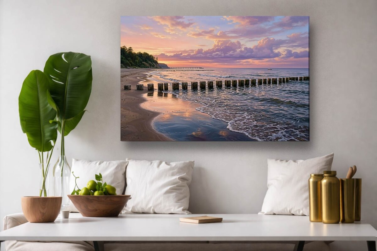 Ostseeküste im Abendlicht - Bild auf Leinwand