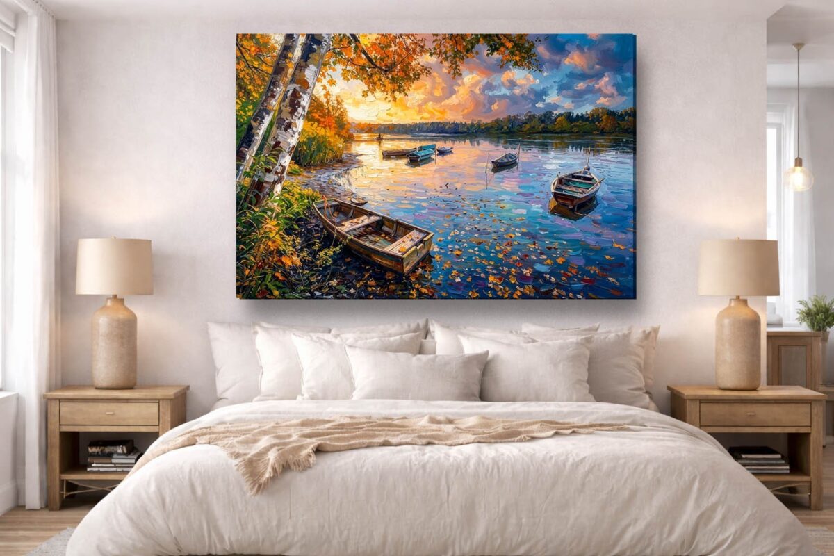 Herbstlicher Seestille - Bild auf Leinwand