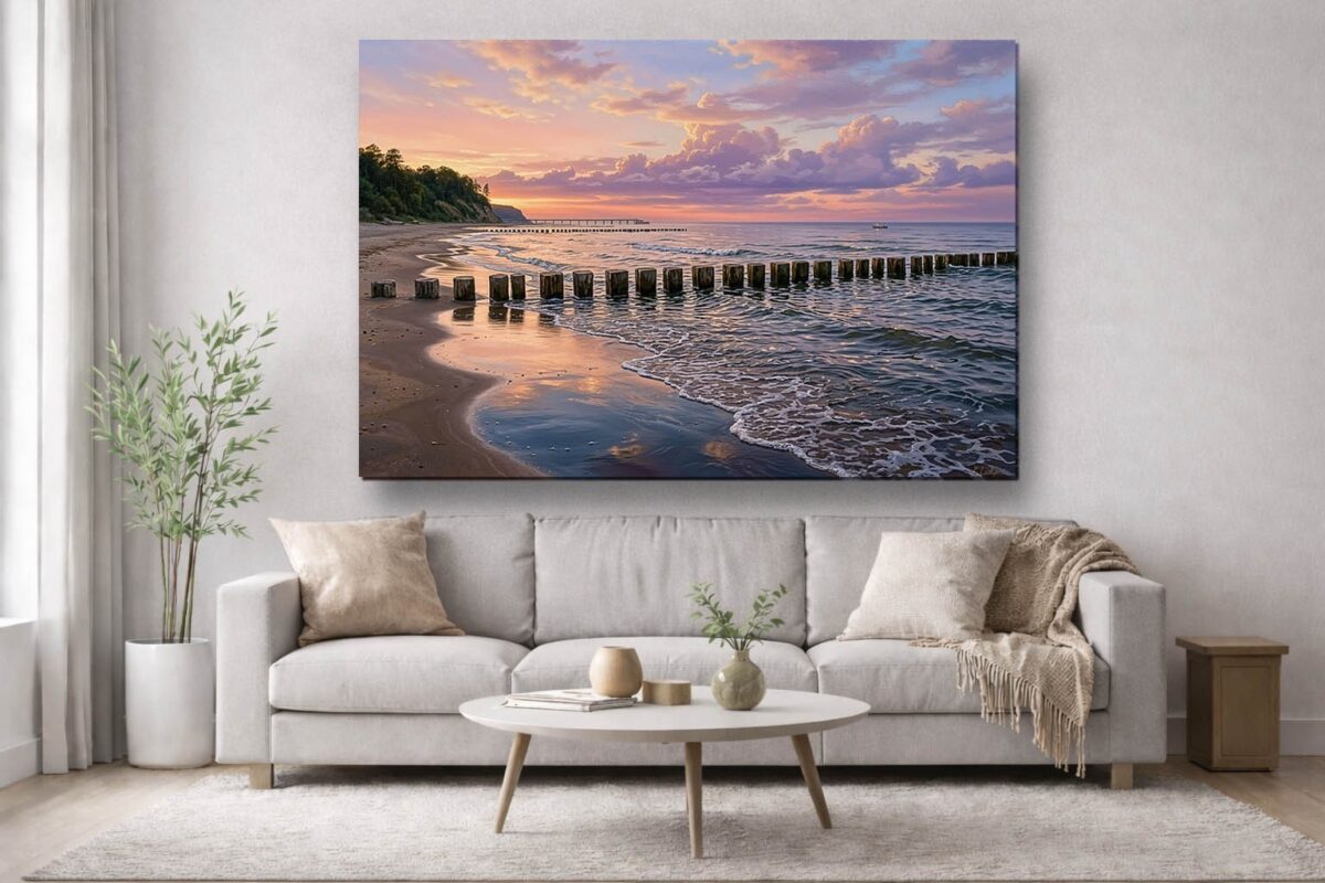 Ostseeküste im Abendlicht - Bild auf Leinwand