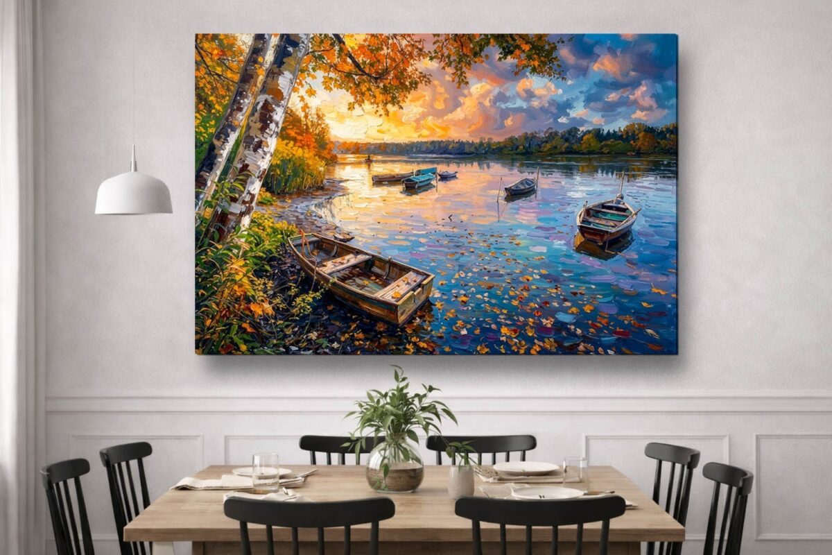 Herbstlicher Seestille - Bild auf Leinwand