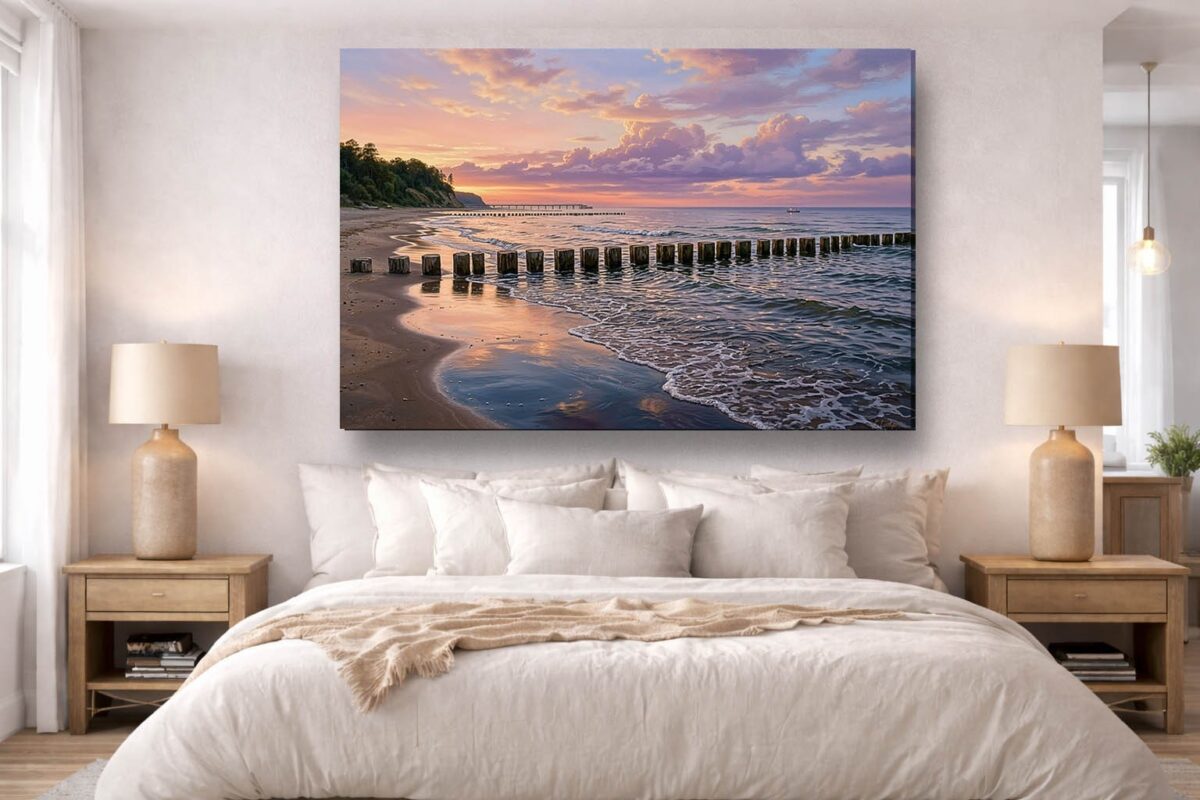 Ostseeküste im Abendlicht - Bild auf Leinwand