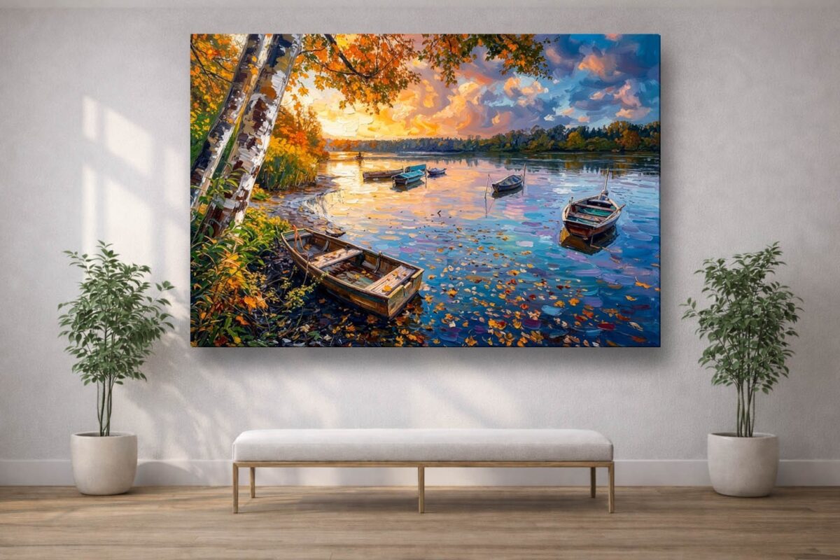 Herbstlicher Seestille - Bild auf Leinwand