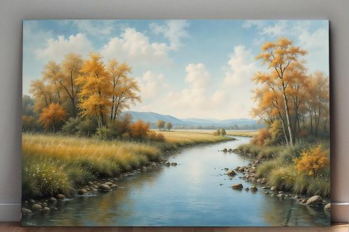 57-115.jpg Herbstliche Flusslandschaft mit buntem Laub, Digital Art, KI Art
