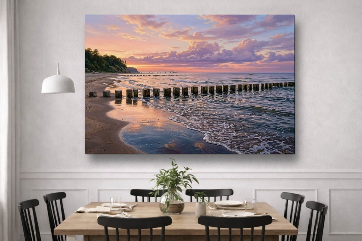 Ostseeküste im Abendlicht - Bild auf Leinwand