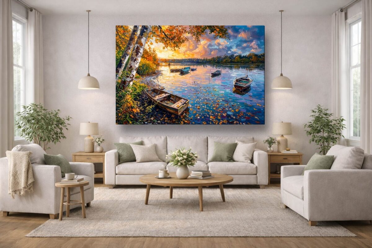 Herbstlicher Seestille - Bild auf Leinwand