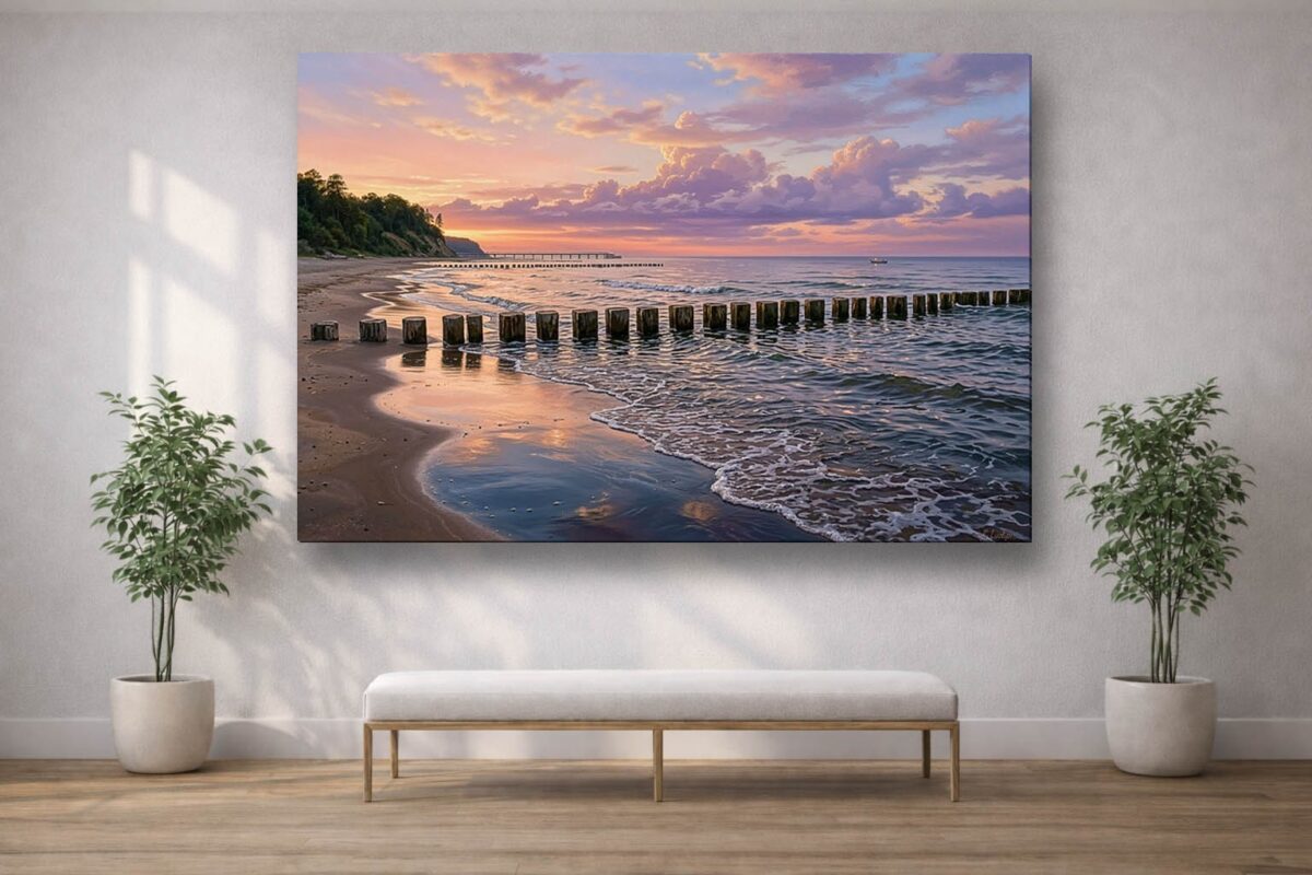 Ostseeküste im Abendlicht - Bild auf Leinwand