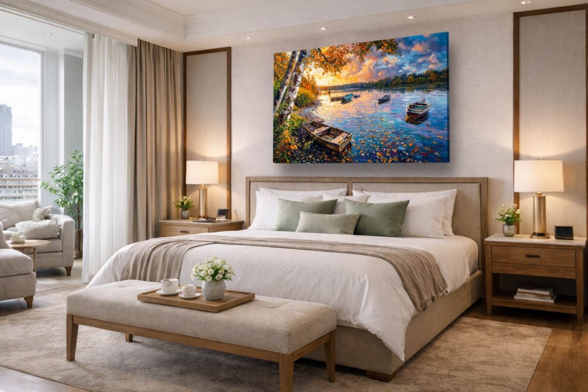 Herbstlicher Seestille - Bild auf Leinwand