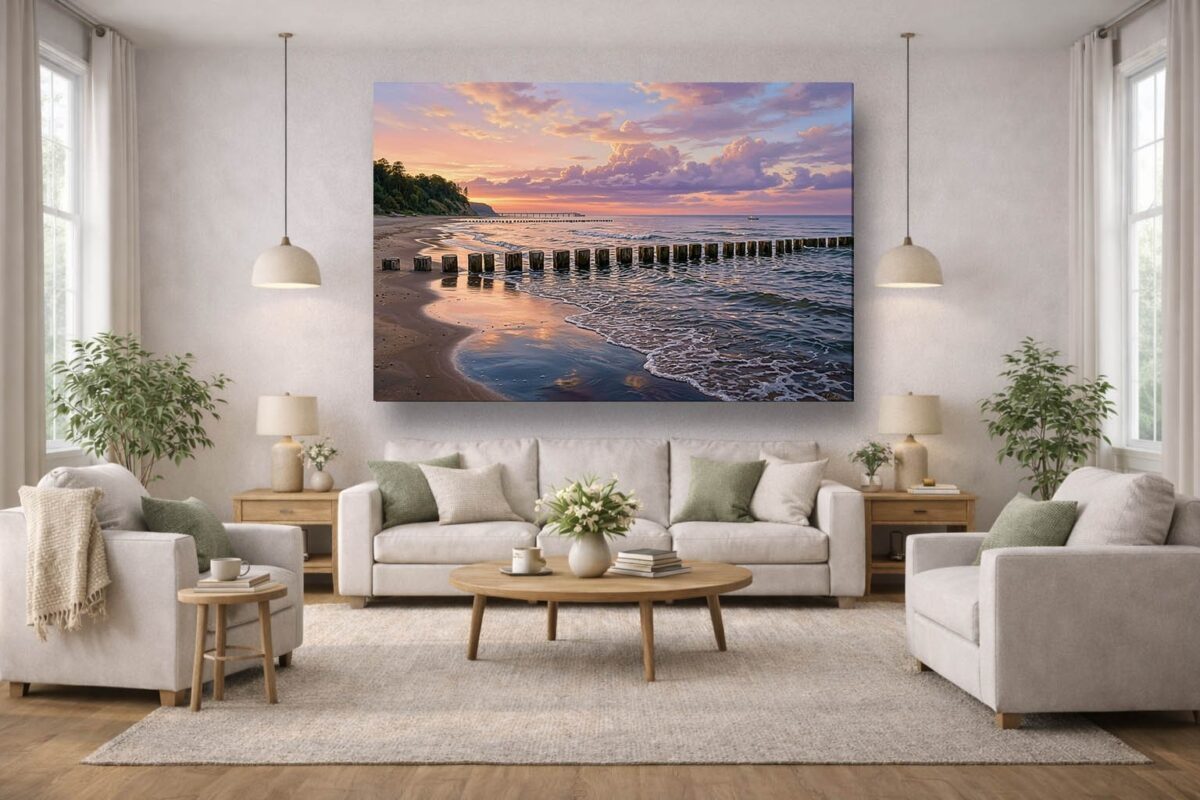 Ostseeküste im Abendlicht - Bild auf Leinwand