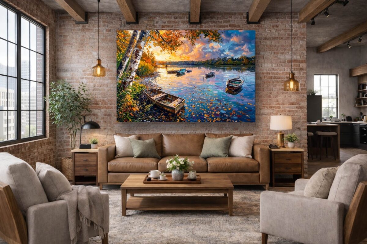 Herbstlicher Seestille - Bild auf Leinwand