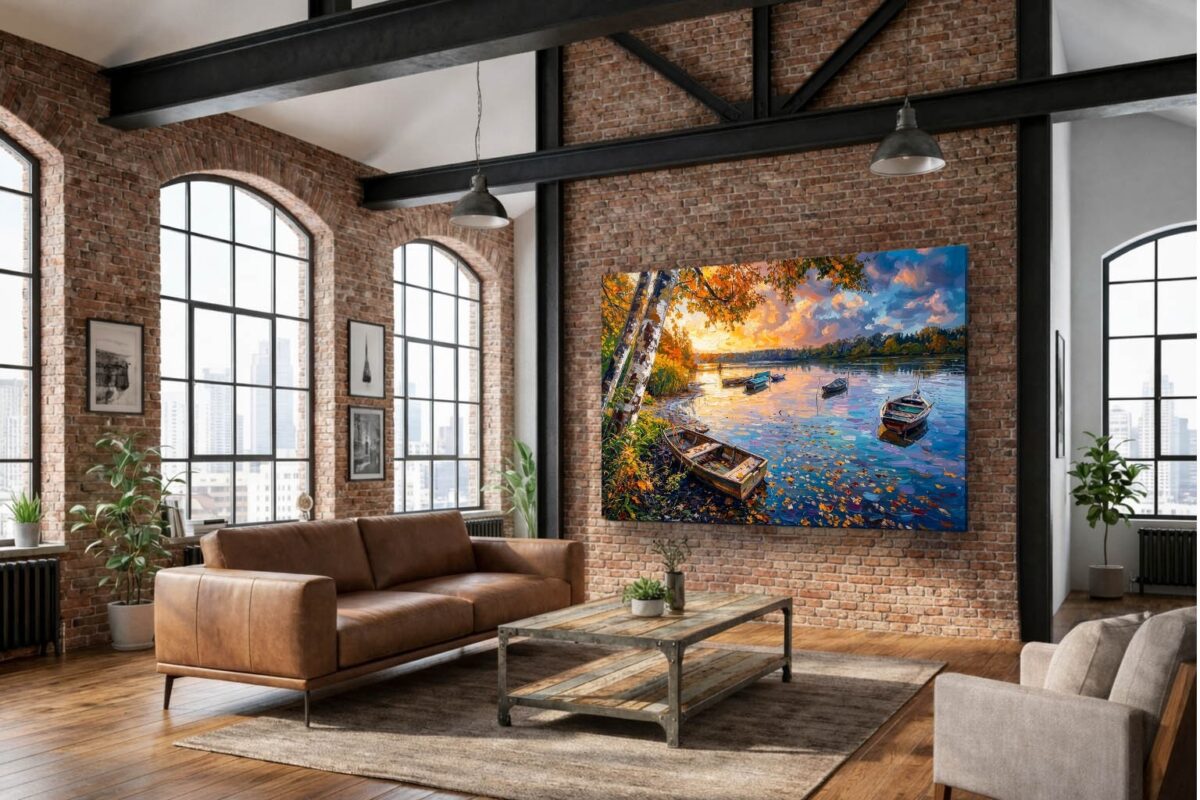 Herbstlicher Seestille - Bild auf Leinwand